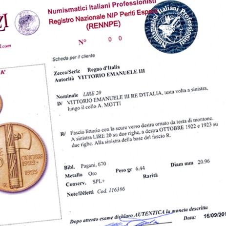 Certificazioni di monete antiche e moderne